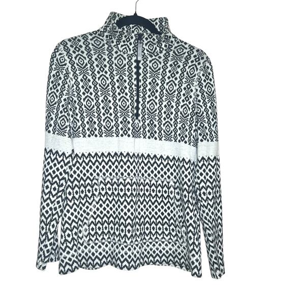 Talbots Size S Cotton Mockneck Stripe Fair Isle Half Zip Pullover Sweater - Picture 5 of 11